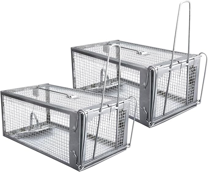 Gingbau 2-Pack Rat Traps Humane Live Chipmunk Cage Traps