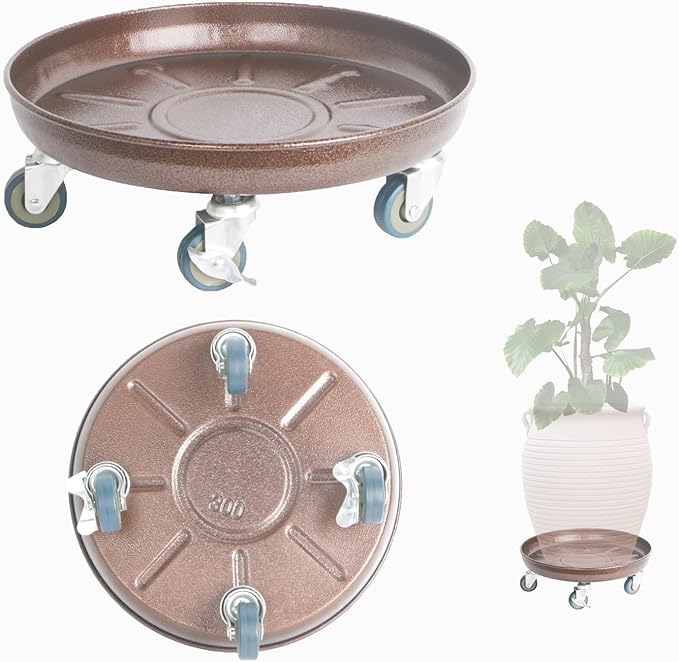 3 Pack Metal Heavy Duty Plant Caddy With Wheels 12 Inch, Round Plant Caddy Suitable For Outdoor and Indoor Mobile Flower Pots, Don't Worry About This Metal Product Getting Deformed or Damaged.