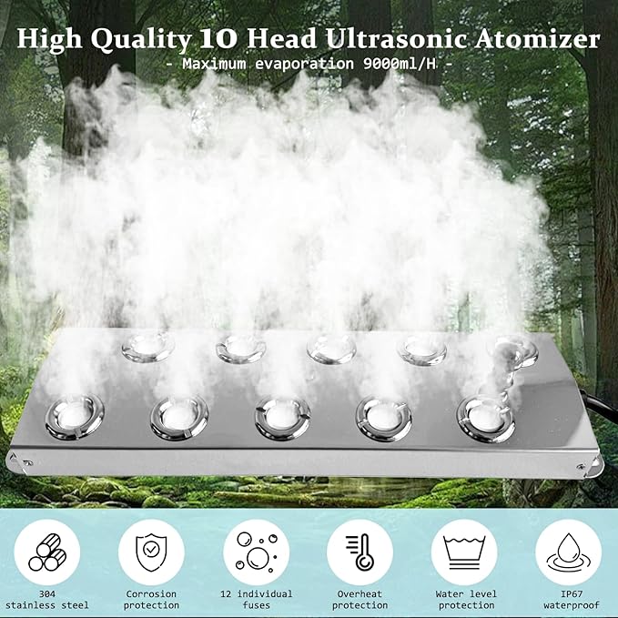 Ultrasonic Fogger 10 Head Ultrasonic Mist Maker,7000ml/H，350W Mist Maker Fogger,10 Head Ultrasonic Fogger Mist Maker,10 Head Ultrasonic Mist Maker fogger Ultrasonic Mister Fogger 10 Head Fogger