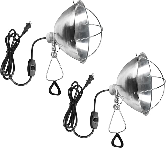 Simple Deluxe Clamp Lamp Light 10.5 Inch Adjustable Aluminum Reflector, Suit for E26 Socket Max 250 Watt Lamp (No Bulb Included), 6 Feet 18/2 SPT-2 Cord, with Bulb Guard, 2 Pack