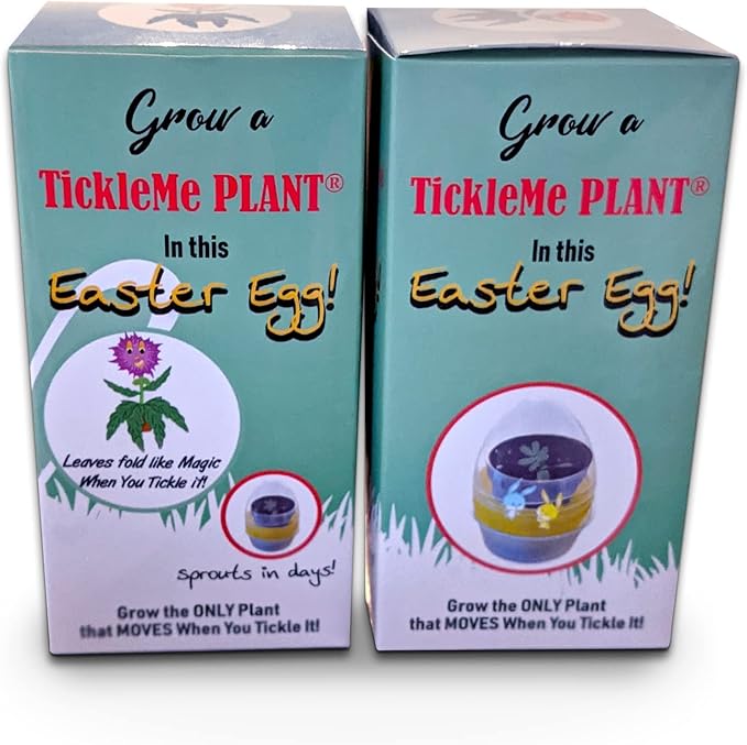 TickleMe Plant Egg Grow Kits (2) - Hatch Your Own TickleMe Plants Inside an Egg - Leaves Fold Up When You Tickle Them! Full Kit for Simple Growing - Or a Unique Easter Basket Stuffer Surprise