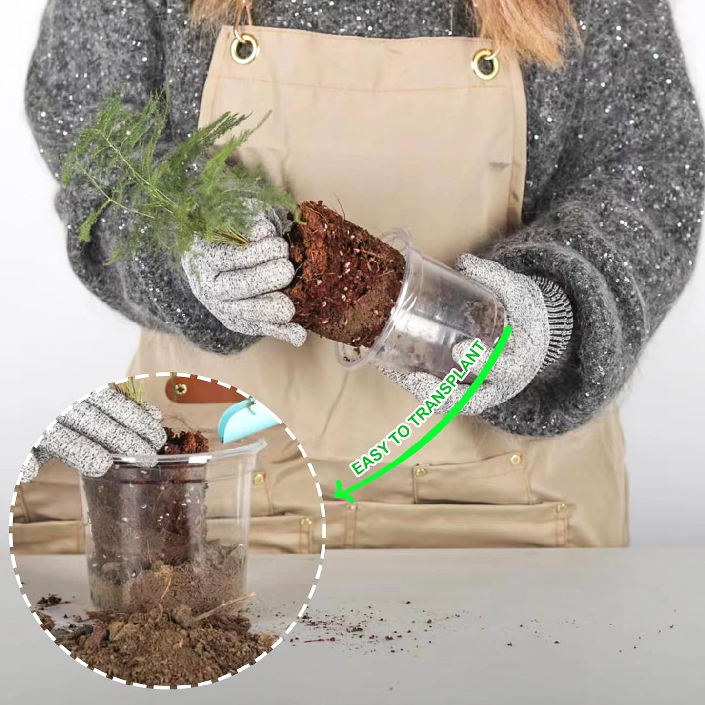 JERIA 40 Pack 6/5/4/3.5Inch Clear Nursery Pots with Drainage Holes, Clear Plant Pot for Planting, Transparent Plastic Plant Pots,Durable Seed Starting Pot for Succulents