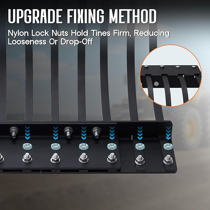 Specraft Tow Behind Landscape Rake Extension Kit, 2 Pack Width Expander with Heavy Duty Steel Tines, Increases Working Width for ATV, Tractor Rakes