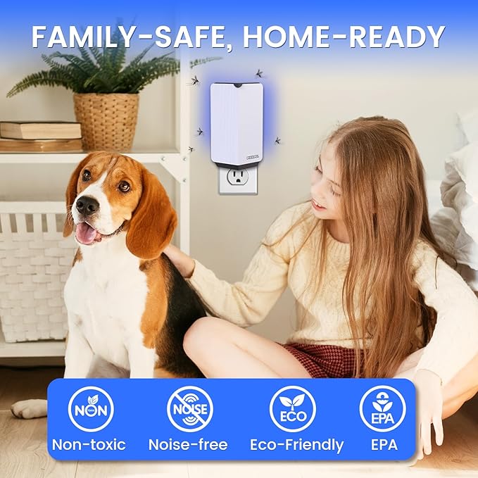 Fly Trap Indoor, 2025 Upgraded UV & Blue Light Flying Insect Trap, Plug in Fly Killer & Indoor Bug Catcher for Gnats, House & Fruit Flies, Mosquito(1 Device & 2 Cartridges)