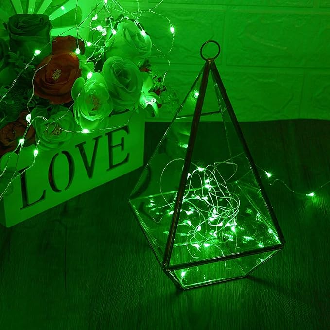 VOOKRY 8 Pack 30 Led Fairy Lights Battery Operated String Lights - 10 ft Green Waterproof Silver Wire Firefly Starry Moon Lights for DIY Crafts Party Wedding Centerpiece Table Halloween Decorations