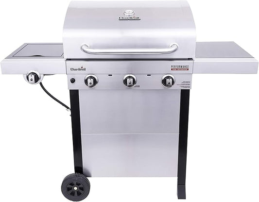 Char-Broil® Performance Series™ TRU-Infrared Cooking Technology 3-Burner with Side Burner Cart Propane Gas Stainless Steel Grill - 463370719