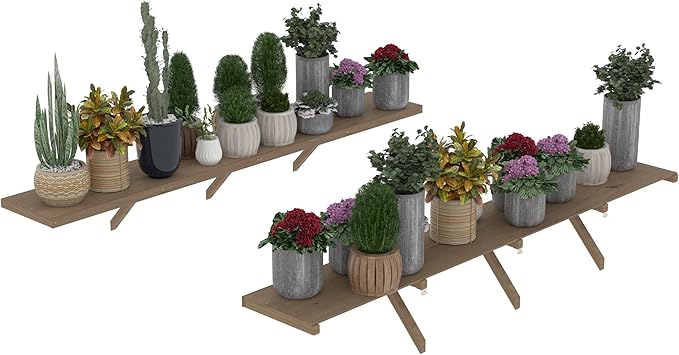 Shelf Suitable for 6x8FT Wood Greenhouse, 91" Wooden Storage Shelf Kit Fit Multiple Greenhouse , Horticulture Workstation, Work Bench System Shelving, Light Mocha Brown, 2 Pack