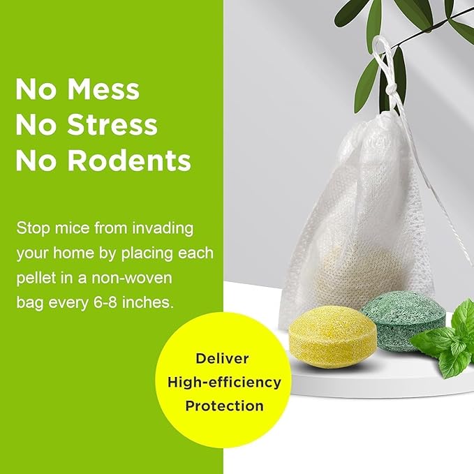 Rodent Deterrent Balls, Non-Toxic and Safe for Homes, 80PCS