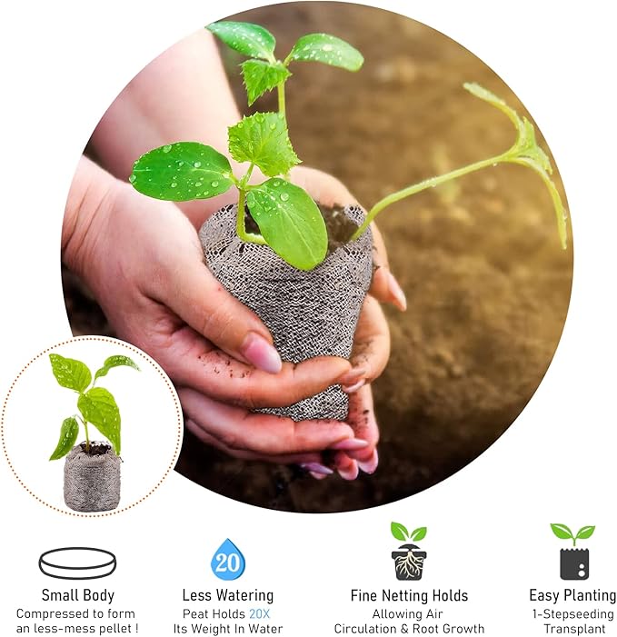 Legigo 50 Pcs 30mm Seed Starter Peat Pellets Pods for Seedlings- Compressed Seed Starting Pellets Seed Starter Pods Plugs Soil Peat Pods for Starting Seeds, Garden Planting Herb Flower Vegetables