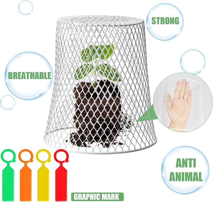 20 Pcs 8inch Chicken Wire Plant Covers,Wire Garden Cloches Chicken Wire Cloche Plant Protector Metal Heavy Duty Garden Plant Cloche for Keeping Bunnies Chicken Squirrels Birds Other Out