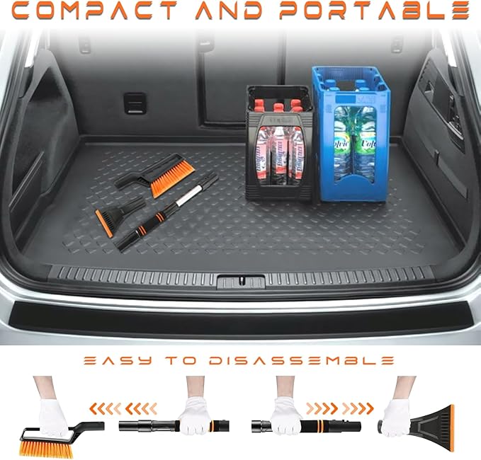 Ice Scraper and Snow Brush for Car Windshield, Snow Scraper for Car, Snow Winter Car Necessities, Multi Functional Car Snow Removal Tools, Car Accessories Gift for Women and Man(Telescoping)