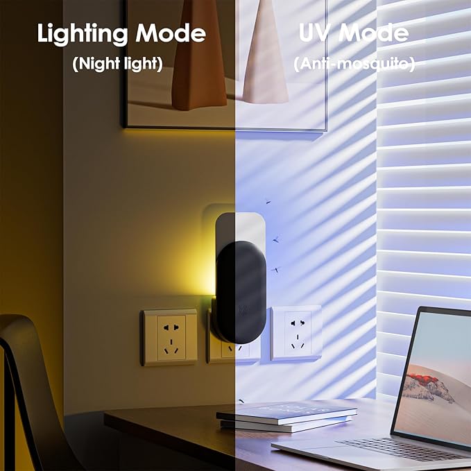 Flying Insect Trap, 2 in 1 Indoor Plug-in Fruit Fly Trap, 4 Trap Black and 24 Glue Cards, Fruit Fly Traps for Gnat, Moth, Mosquito, Suitable for Every Part of The Home