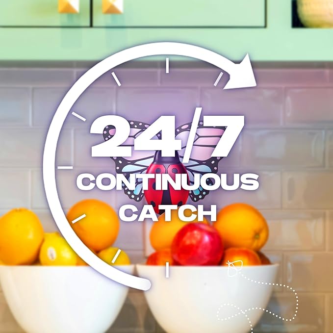 Flying Insect Trap Indoor, Light Fly Trap Captures Flies, Fruit Flies, Gnats, Moths, Mosquito and Other Flying Houseflies(1 Plug-in Device + 3 Pair Refills)