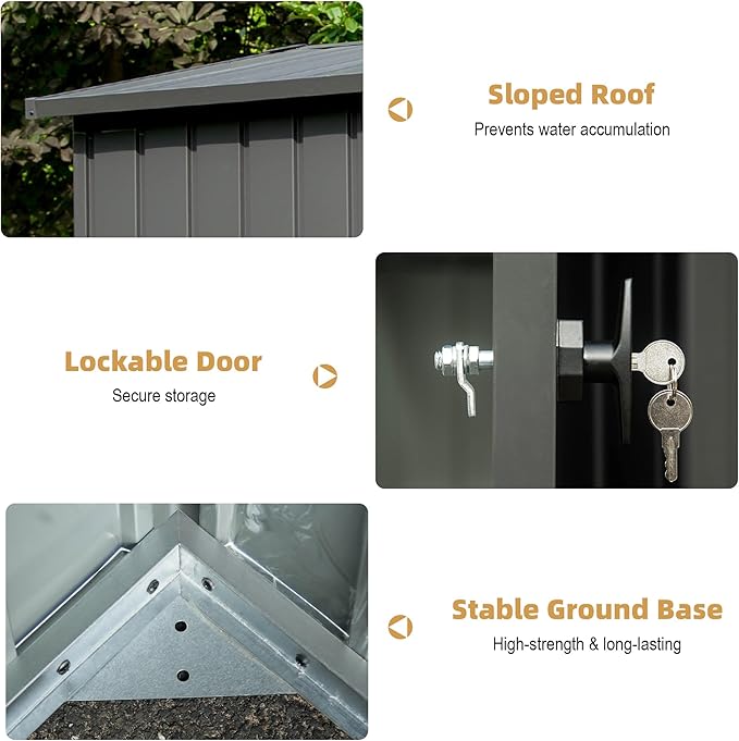 Domi Outdoor Storage Shed 11’ x 9’, Metal Sheds with Galvanized Steel Frame & Windows & Lockable Door, Garden Shed Tool Storage Room for Patio(Dark Gray)