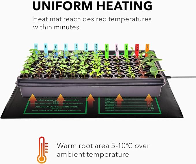 BN-LINK Seedling Heat Mat Warm Hydroponic Heating Pad Waterproof 20" x 20.75" for Seed Starting Greenhouse and Germination