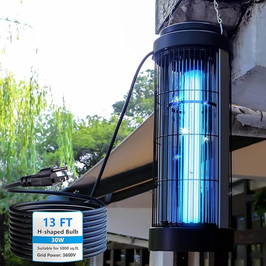 Powerful Bug Zapper Outdoor for 5000 Sq.Ft. with 13FT Power Cord, 3600V Instant Killing Grid Removable Hanging High Power Outdoor Mosquito Killer, Fly Trap Lamps for Garage Farm Home