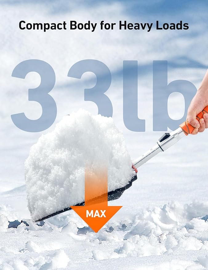 AstroAI Lightweight Snow Shovel for Car, Extendable Snow Shovel with Thickened Aluminum Handle and Blade, Portable and Multifunctional for Driveway, Cars, Snowmobiles, Camping and Emergency