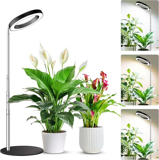 Grow Lights for Indoor Plants, 80 LEDs Full Spectrum Plant Light for Indoor Growing with 2 Mounting Options, 6/12/16H Timer, 3 Spectrum Modes, 37 in Height Adjustable Desk Grow Lamp (Black)
