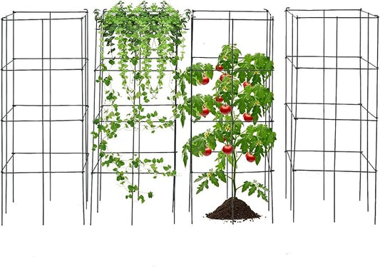 ReunionG 4 Pack Tomato Cages for Garden, 39 Inch High Square Plant Support, Tall Tomato Stakes Garden Trellis for Climbing Plants, Vegetables, Flowers