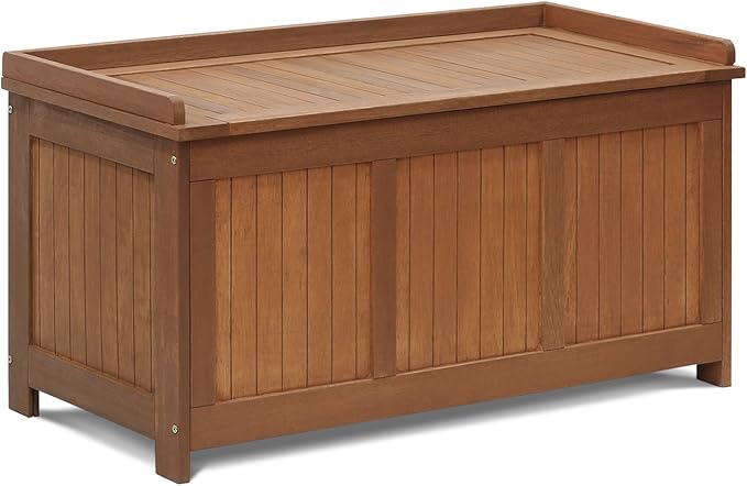 Furinno FG17685 Tioman Outdoor Patio Furniture Hardwood Deck Box in Teak Oil, Natural