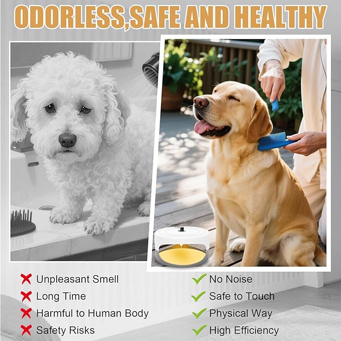 Flea Traps for Inside Your Home, 2 Packs Flea Trap for Home & Garage with 6 Sticky Disc 6 Bulbs 2 Electric Wires Bed Bug with Light for Indoor Safe to Pets