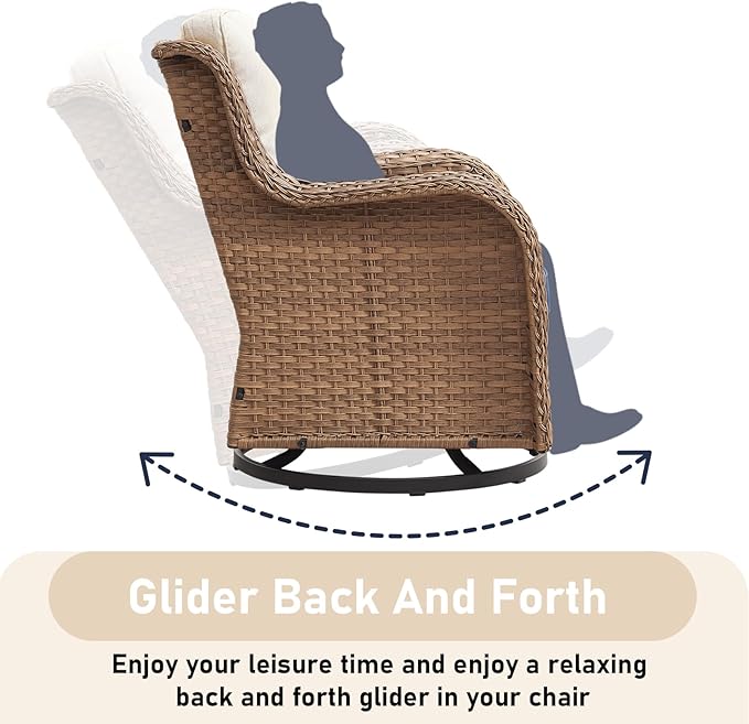 7-Piece Patio Furniture Set - All-Weather PE Wicker with Swivel Rocker Chairs, Couch, Ottomans & Tables