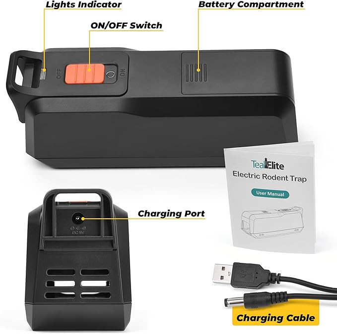 Teal Elite Electric Mouse Trap - Electronic Rodent Zapper for Indoors & Home - Humane & Effective Mouse Traps - Reusable, No Touch Mouse Killer - Safe & Easy to Use (Pack 1)