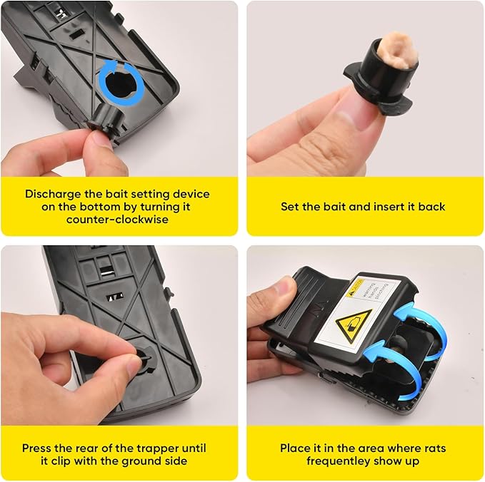 Rat Trap (12-Pack), Large Mouse Traps for Indoor and Outdoor Use, Reusable, Fast, Hygienic, Unplugged, Used to Catch Mice, Squirrels, Rodents, for Home, Yard and Barns