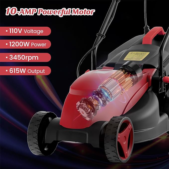 Goplus Electric Lawn Mower, Versatile Corded Lawn Mower with Grass Collection Box, 10 AMP Motor, 13" Cutting Deck, 3 Adjustable Cutting Positions, Walk-Behind Small Lawnmower for Garden Farm Yard