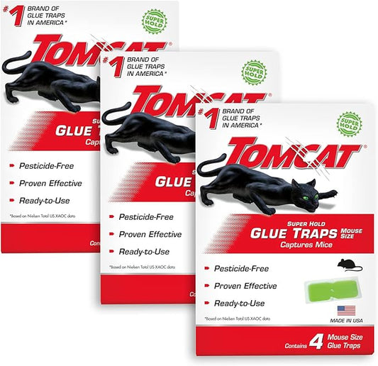 Tomcat Super Hold Glue Traps Mouse Size, 3-Pack (12 Glue Traps)
