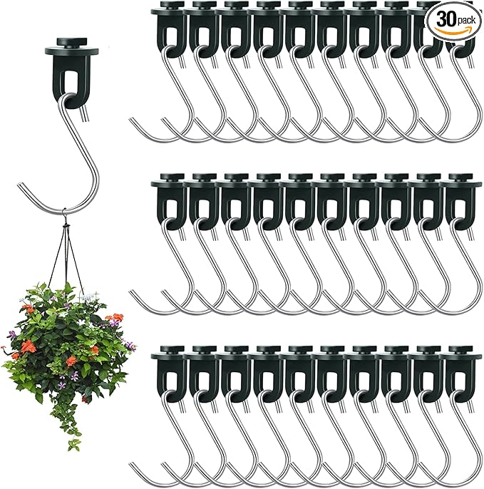 ELANE 30 Pcs Greenhouse Hooks and Twist Clips, Plastic Fixing Clips for Outdoor Garden Hanging Plants. (Green)
