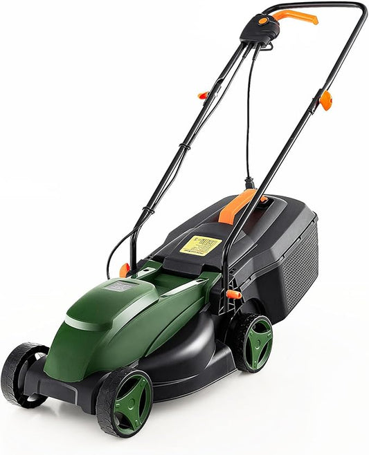 Goplus Lawn Mower, Electric Lawn Mowers with Grass Collection Box, 10 AMP Motor, 13" Cutting Deck, 3 Adjustable Cutting Positions, Walk-Behind Small Corded Lawnmower for Garden Farm Yard