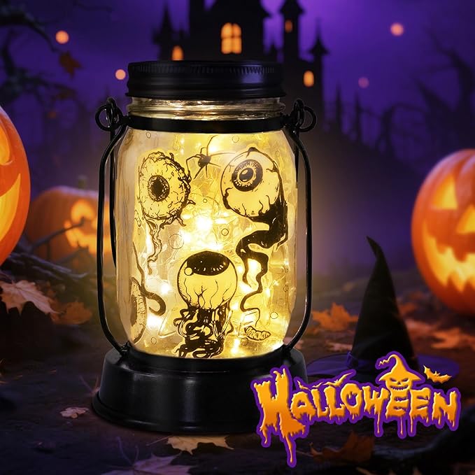 Halloween Decorations Gifts for Women/Men Halloween Eyeballs Solar Lanterns Eyeball Decorations Outdoor Lights Solar Garden for Yard, Patio,Backyard,Porch Torches Light
