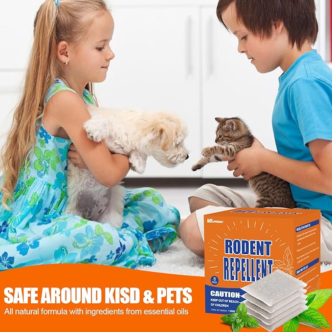 Mouse Repellent, Pest Control, Rodent Repellent Pouches, Mice Repellent, Natural Mice Deterrent for Homes/RVs, Child & Pet Safe Pest Control. Peppermint Oil to Repel Mice and Pouches, 8 Pack.