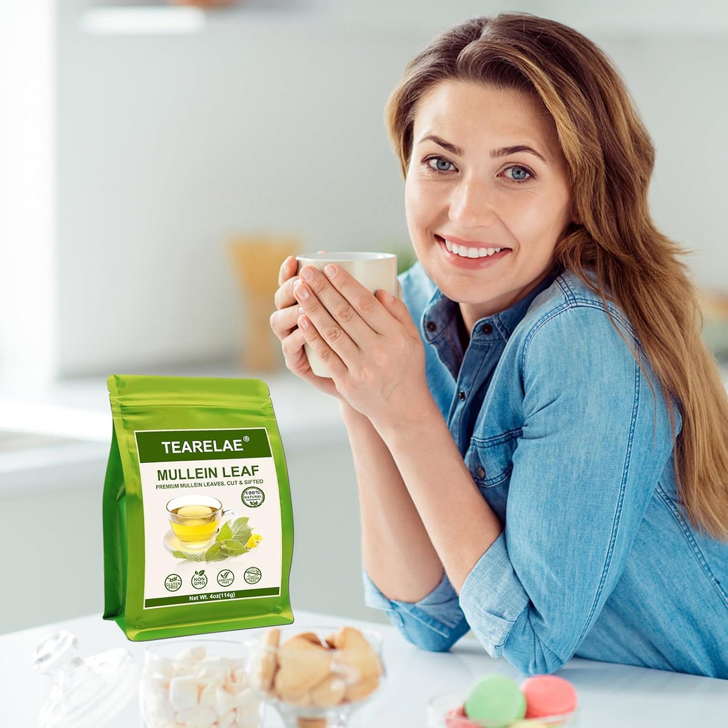 TEARELAE - Mullein Leaf - 4oz/114g - Premium Mullein Leaves - Cut & Sifted - Mullein Leaf Tea for Lung Detox & Respiratory Support- Non-GMO - Caffeine-Free