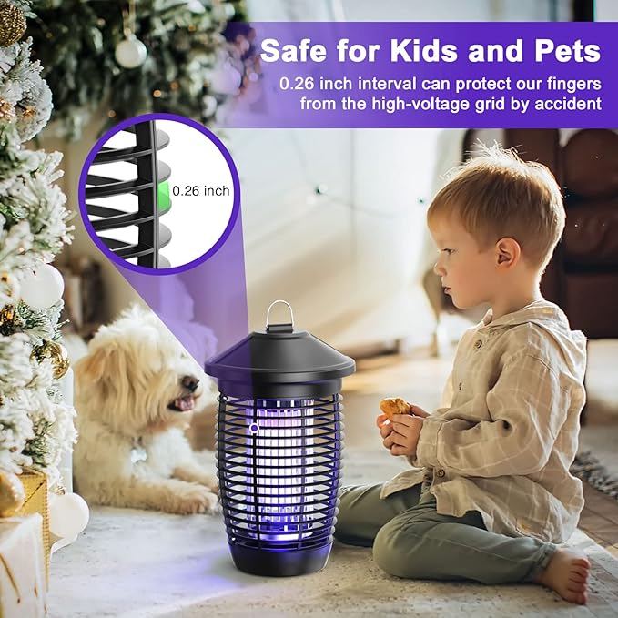 PALONE Electric Bug Zapper Outdoor, 20W Electirc Fly Zapper Indoor with Sturdy Top Hook, 4500V Mosquito Zapper Indoor with 3.9ft PVC Wire, Waterproof Bug Zapper for Outdoor, Garden, Bedroom