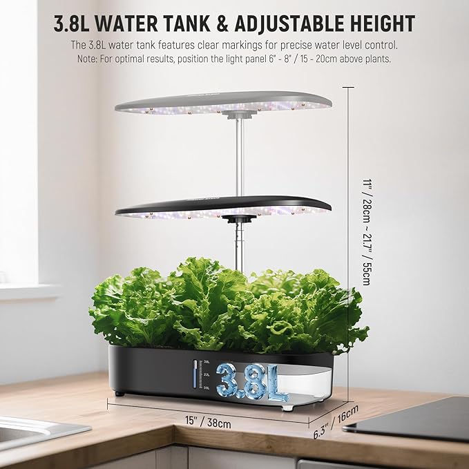 NEEWER Basics Hydroponics Growing System Kit with LED Plant Light/3 Growing Modes/12 Pods/Timer/LCD/Smart Quiet Pump, Touch Light Planter for Herb Garden Vegetables Flowers Indoor Gardening, HGS01