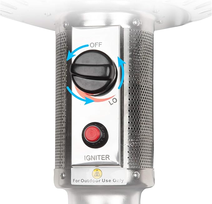 Outdoor Mushroom Heater Patio Propane 48,000 BTU for Outdoor Heating Deck Heater with Umbrella Dome and Wheeled Floor-standing Rust Free for Patio Porch and Backyards