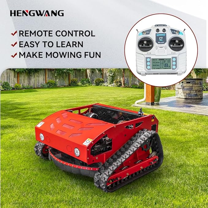 Remote Control Lawn Mower 16HP 50° Climbing Adjustable Mowing Height Track Drive All Terrain Grass Cutter Yard Mower (HW 452 80L)
