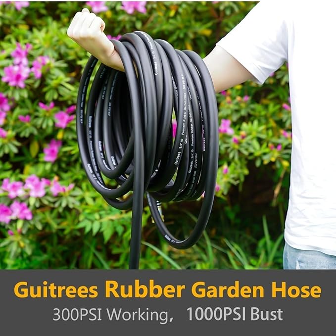 Leader Garden Hose 15ft x 3/4", Heavy Duty Short Water Hose, Female to Female Fittings, Five Layered Braiding for Durability, 1000PSI Burst, 300PSI Working (Black)