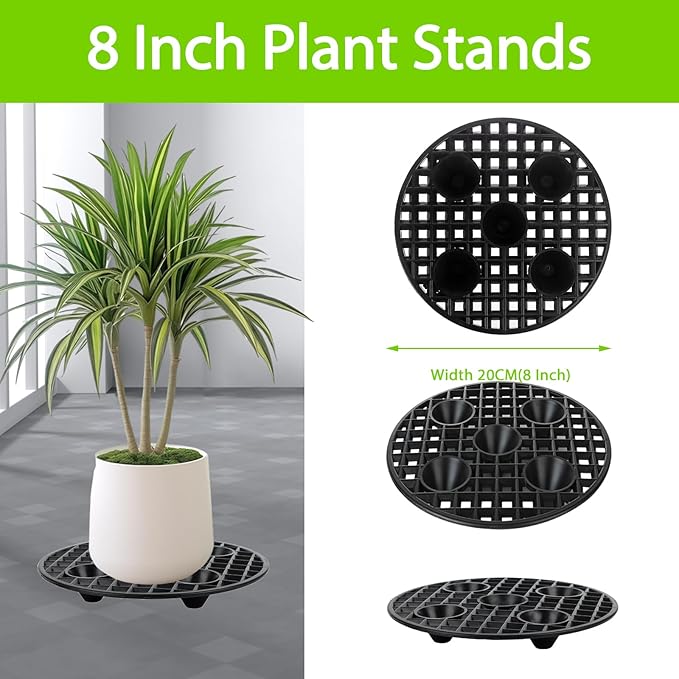 QTLCOHD 16 Pcs 8 Inch Plant Stand Outdoor Plastic Flower Pot Riser Black Plant Level Pot Elevator for Inside Potted Plants