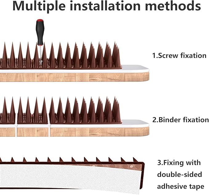 Bird Spikes, 9 Pack Bird Deterrent for Outside, Pigeon Spikes for Raccoon Squirrel Cats Bird Deterrent Spikes for Fences and Roofs to Keep Birds Away(8.4Feet)