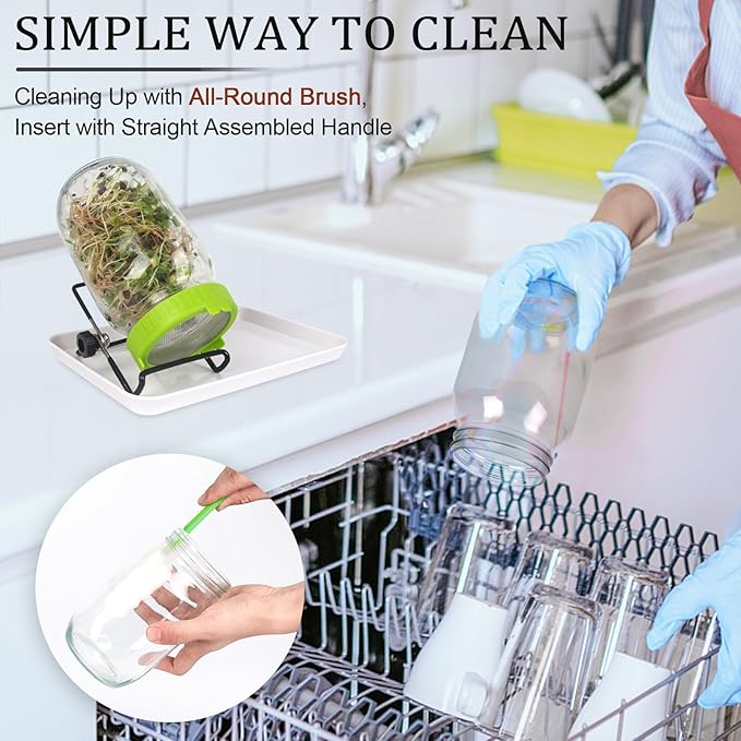 Premium Sprouts Growing Kit, 2 Sprouting Jar Kits & Superior Sprout lids, Blackout Sleeves, Drain Tray, Stainless Steel Stand, Growing Kit for Broccoli, Alfalfa, Beans & Mushroom by YeeGeell (2 Pcs)