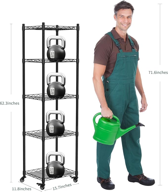 Indoor Greenhouse with Grow Lights,with 40W Full Spectrum Growing Lamps for Seed Starting, 5 Tier 15.7" L×11.8" W×62.3" H Mini Greenhouse，Grow Light Shelf with Tent and Thermometer