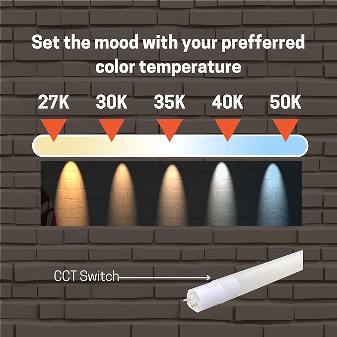 LED Type C T8 Tube Light Kit with Emergency Battery Driver, 2 Tube&1 Driver, 90 Min Backup Power Replacement for T12/T5/T8 Troffer/Strip Fixtures-2 Pack