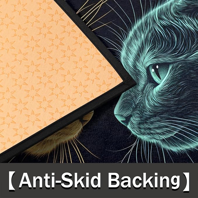 cfpolar Non-Slip Soft Half Round Door Mat, Cartoon Cat Animal Semicircle Mat for Indoor Entrance Garage Bath Living Room Patio 24 x 36 in