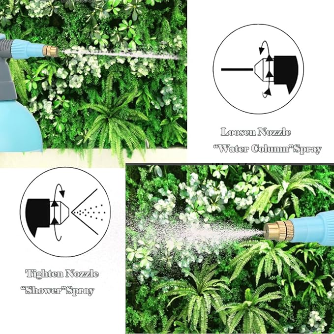 1/2 Gallon Handheld Pump Sprayer, 2 Pack Garden Pressure Sprayer with Adjustable Brass Nozzle, Multi-Purpose 75 Oz Water Spray Bottle Ideal for Watering, Fertilizing, Cleaning (Blue-2L)