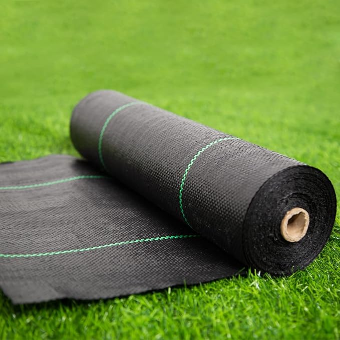 Garden Weed Barrier Landscape Fabric,Weed Block Fabric Heavy Duty 3.2OZ,Woven Mulch for Landscaping Ground Cover Weed Control Fabric, Black Garden Bed Liner (1.4ft x 50ft)