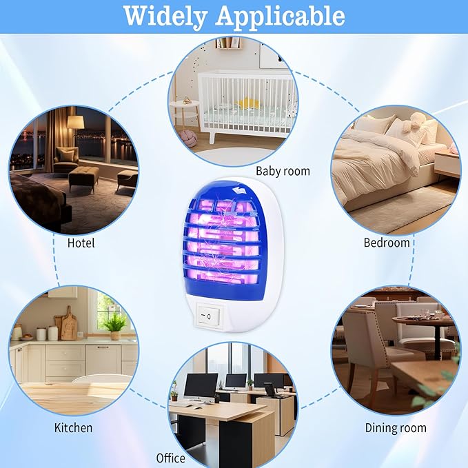 6 Pack Indoor Bug Zapper, Plug-in Electric LED Mosquito Killer - Effective Electronic Insect Zapper for Kitchen, Bedroom, Baby Room, Office | Safe & Quiet Mosquito Trap for Indoor Use (Purple)