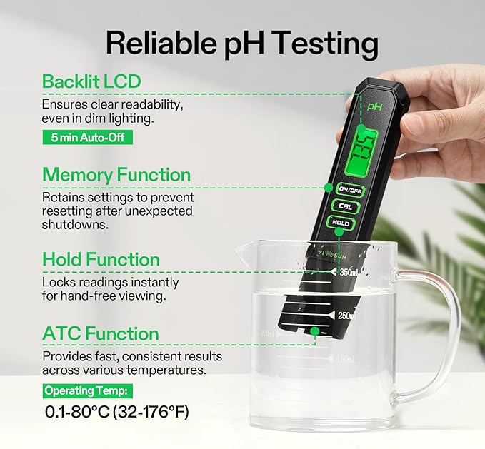 VIVOSUN Digital pH Meter, 3-in-1 TDS/EC/Temperature Meter, 3-in-1 Soil Moisture/pH/Light Tester Combo for Home, Garden and Hydroponics